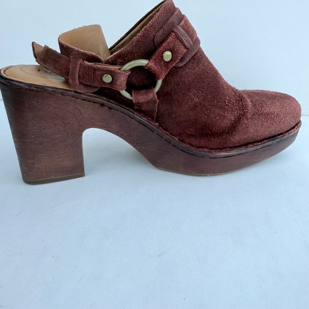 Born Cybele Burgundy Suede Platform Clogs Slingback Heels BR0024944 Wine Red 9M - Picture 6 of 16